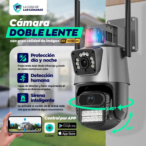 Guard Blitz®- Cámara de Seguridad Inteligente con Sirena y Detección de Movimiento